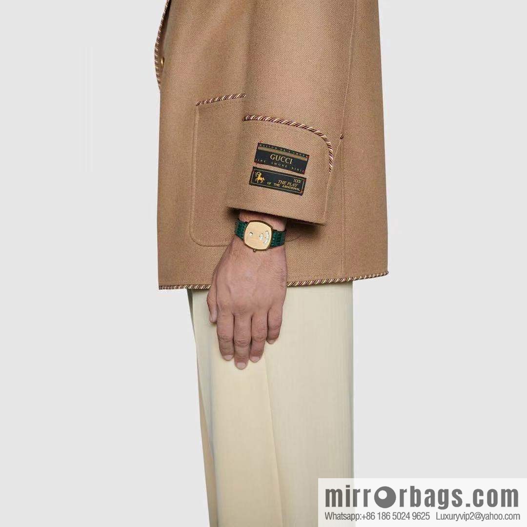 Gucci GUCCl's latest 316L stainless steel calfskin strap watch