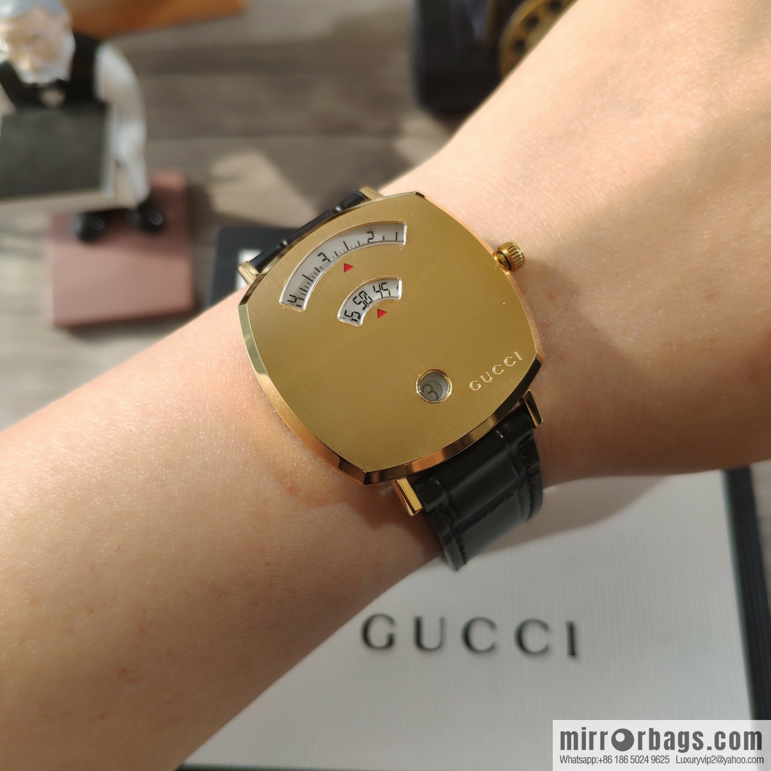 Gucci GUCCl's latest 316L stainless steel calfskin strap watch