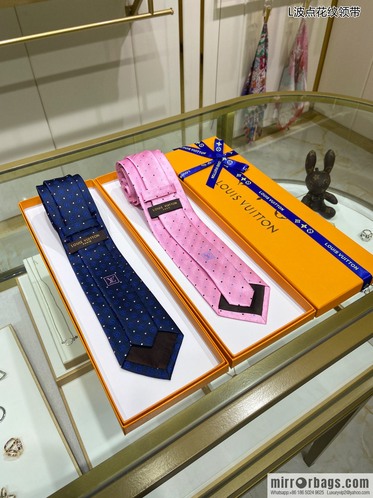 LV Louis Vuitton [L Polka Dot Tie] 100% Top Jacquard Silk Tie M78752