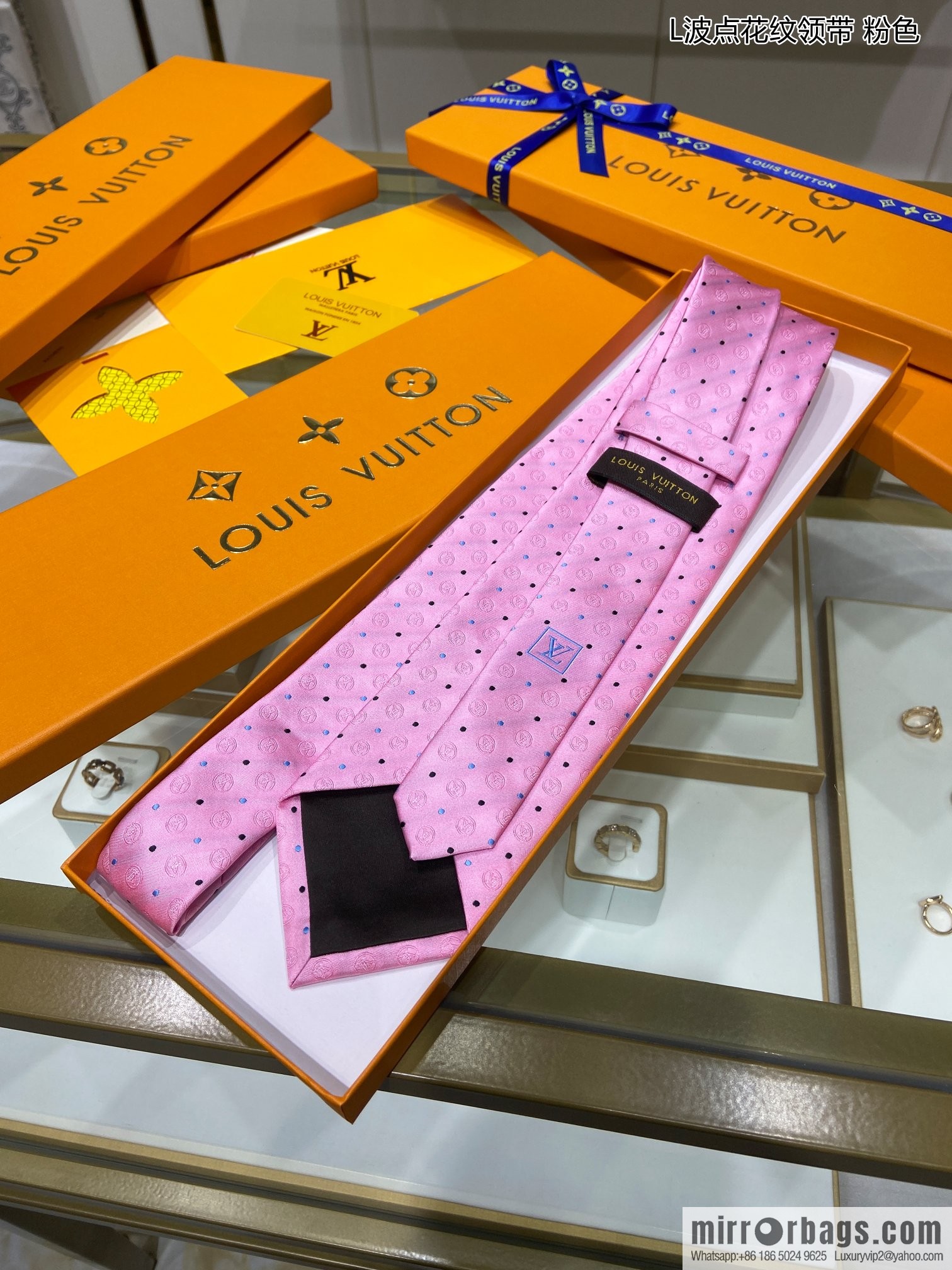 LV Louis Vuitton [L Polka Dot Tie] 100% Top Jacquard Silk Tie M78752