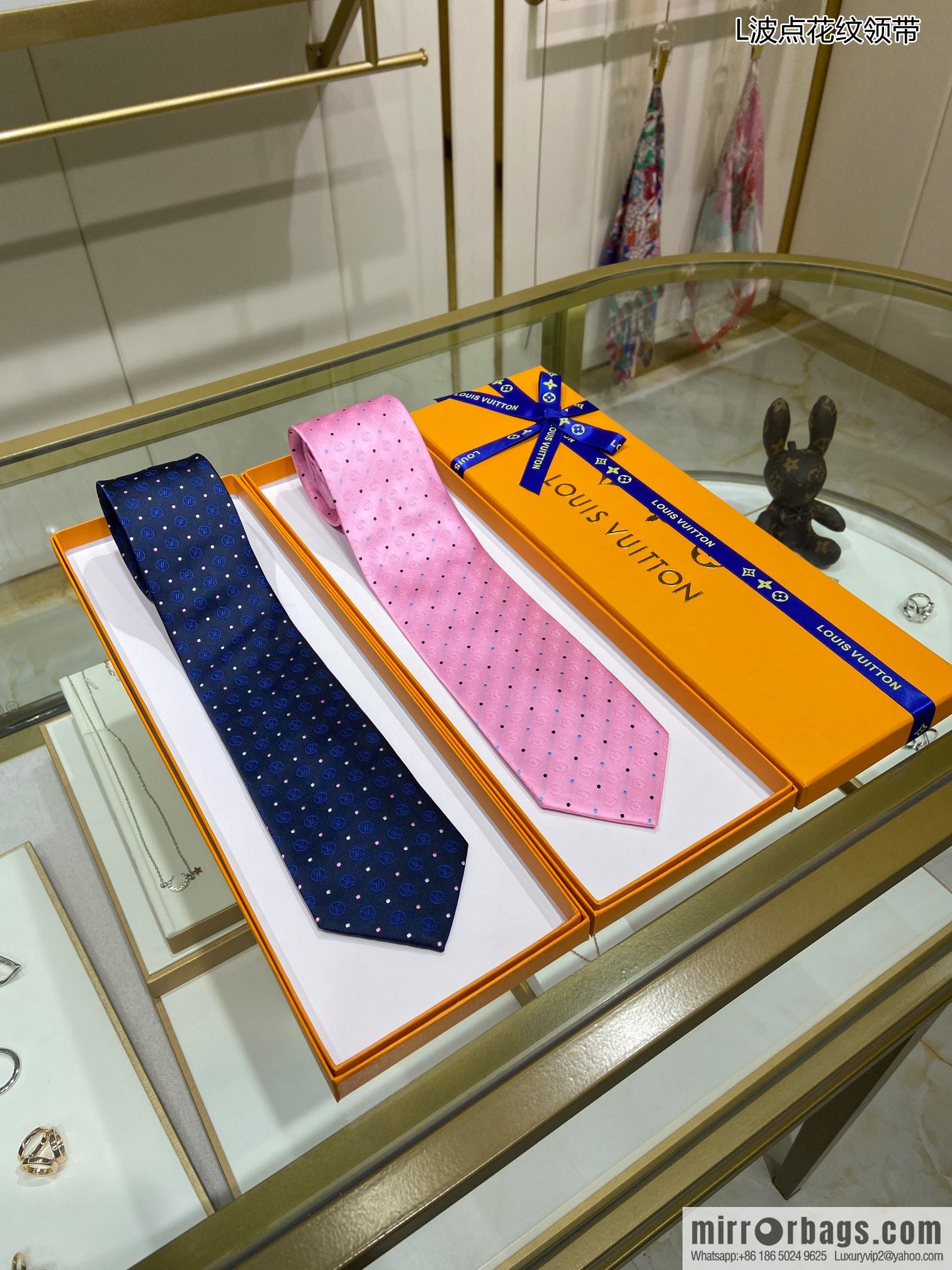 LV Louis Vuitton [L Polka Dot Tie] 100% Top Jacquard Silk Tie M78752