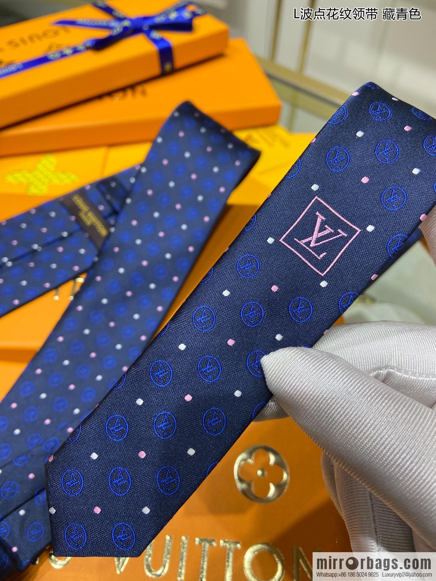 LV Louis Vuitton [L Polka Dot Tie] 100% Top Jacquard Silk Tie M78752