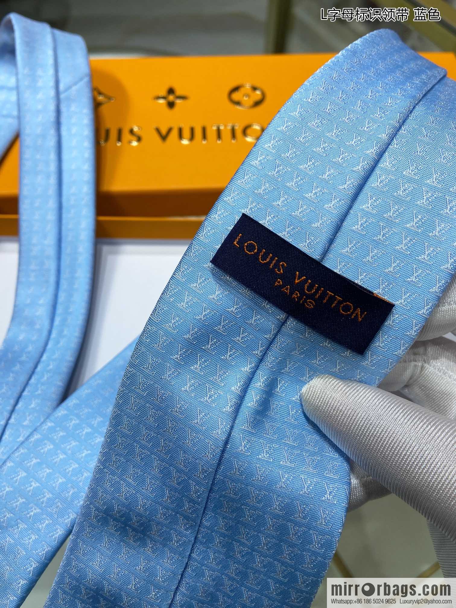 LV Louis Vuitton 100% Top Jacquard Silk L Letter Logo Tie M70952
