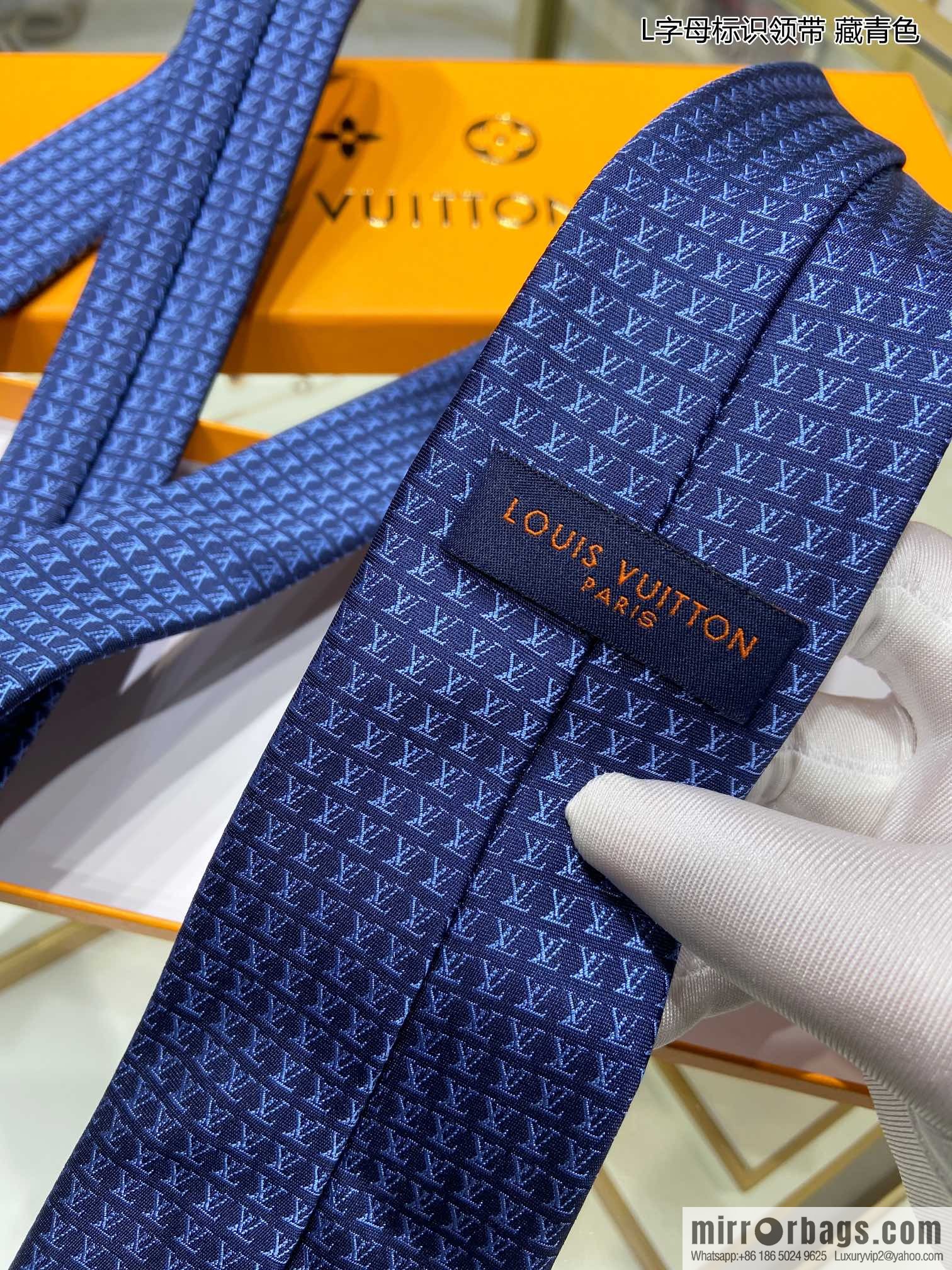 LV Louis Vuitton 100% Top Jacquard Silk L Letter Logo Tie M70952