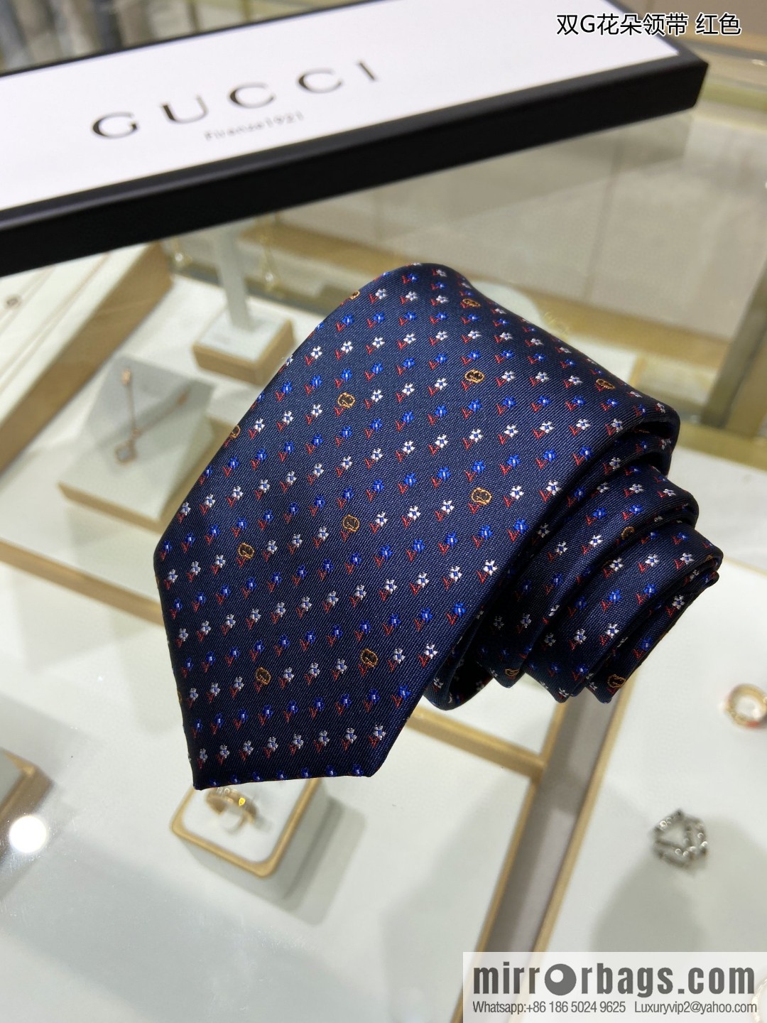 GUCCI Gucci 100% Top Jacquard Silk Double G Flower Tie