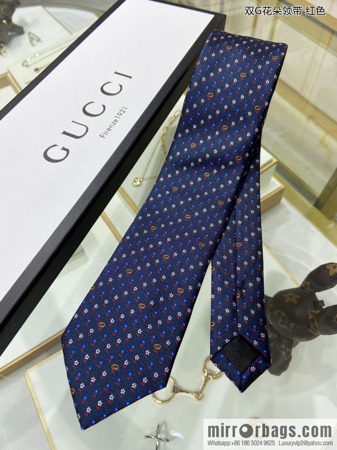 GUCCI Gucci 100% Top Jacquard Silk Double G Flower Tie