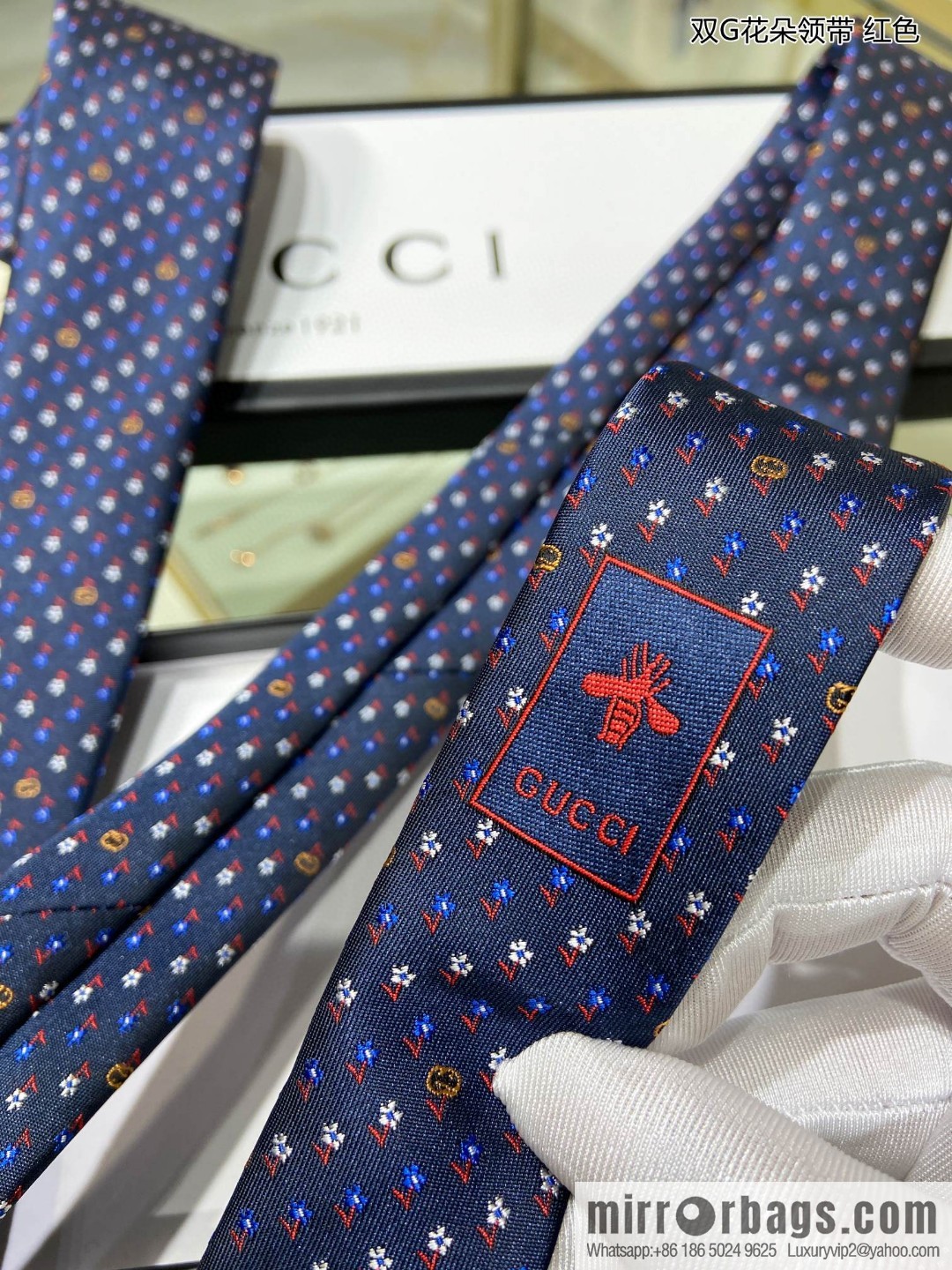 GUCCI Gucci 100% Top Jacquard Silk Double G Flower Tie
