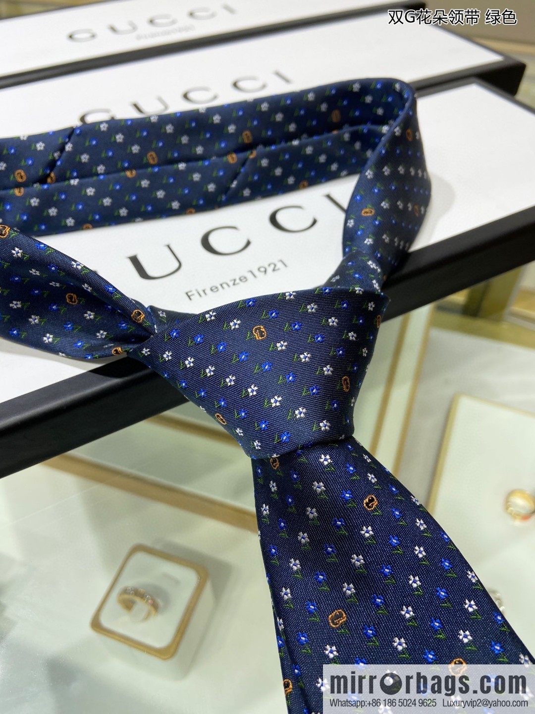 GUCCI Gucci 100% Top Jacquard Silk Double G Flower Tie