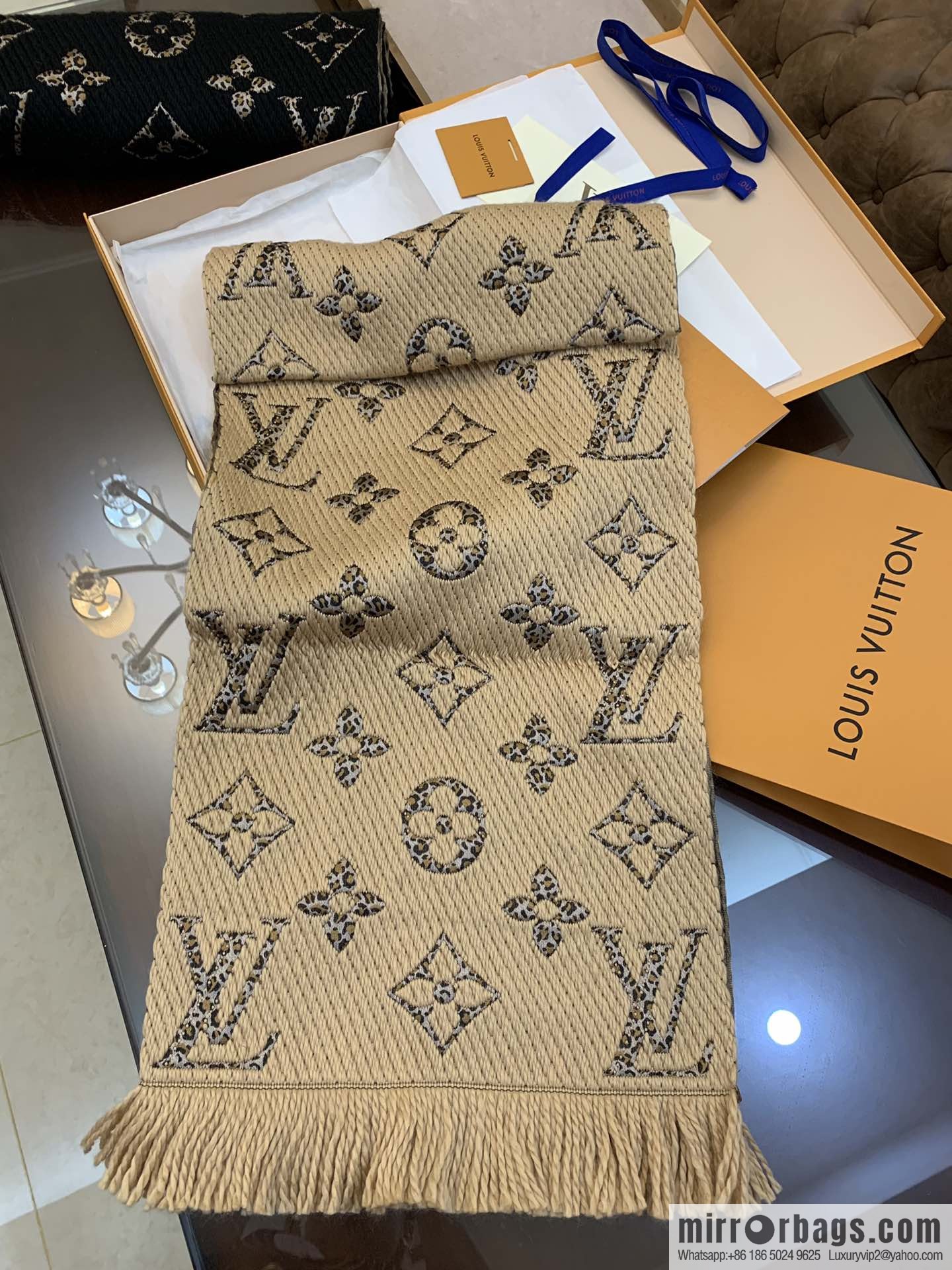 LV Louis Vuitton wool organza blended scarf M75884