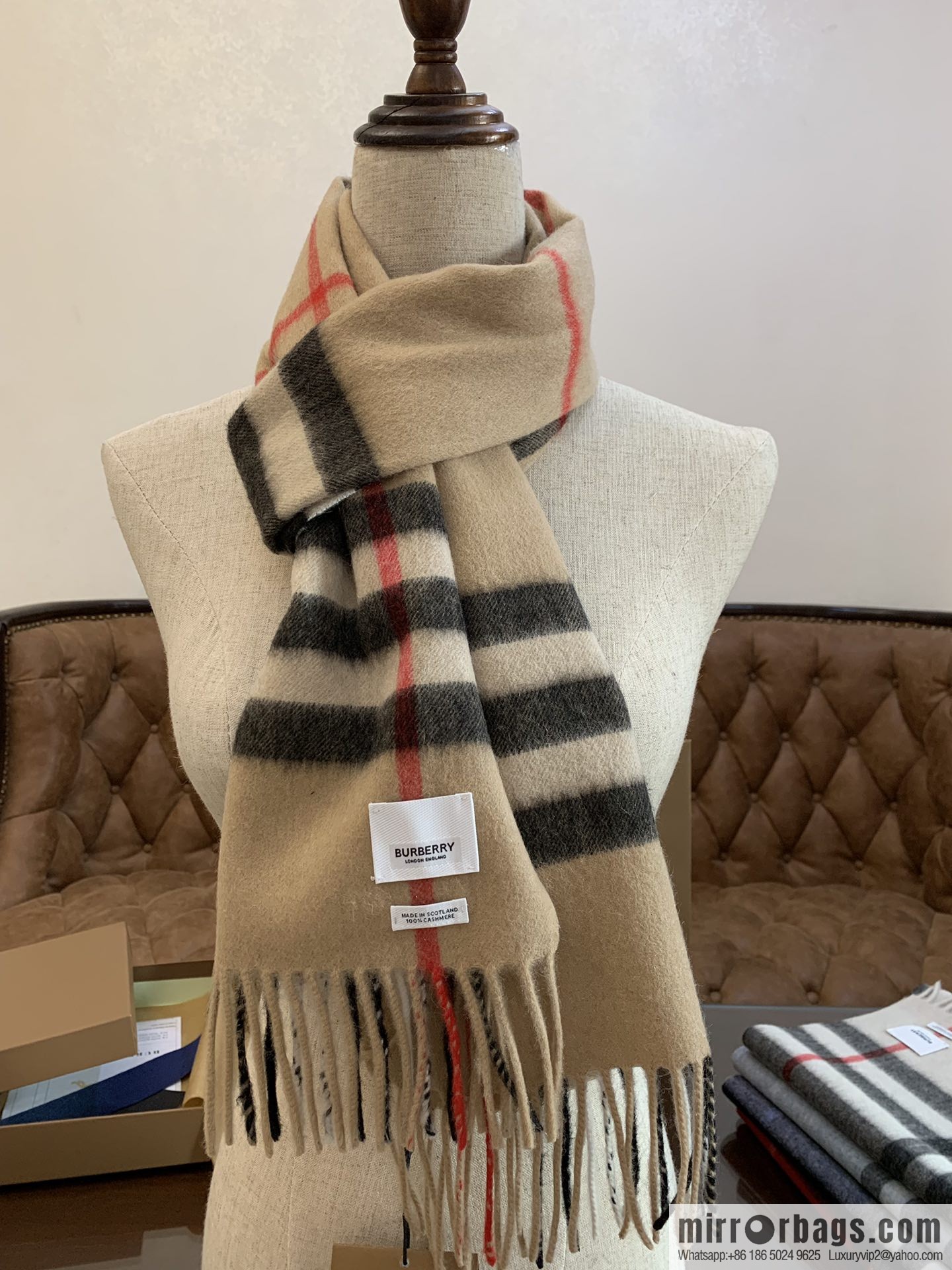 Burberry Classic Plaid 100% Cashmere Scarf