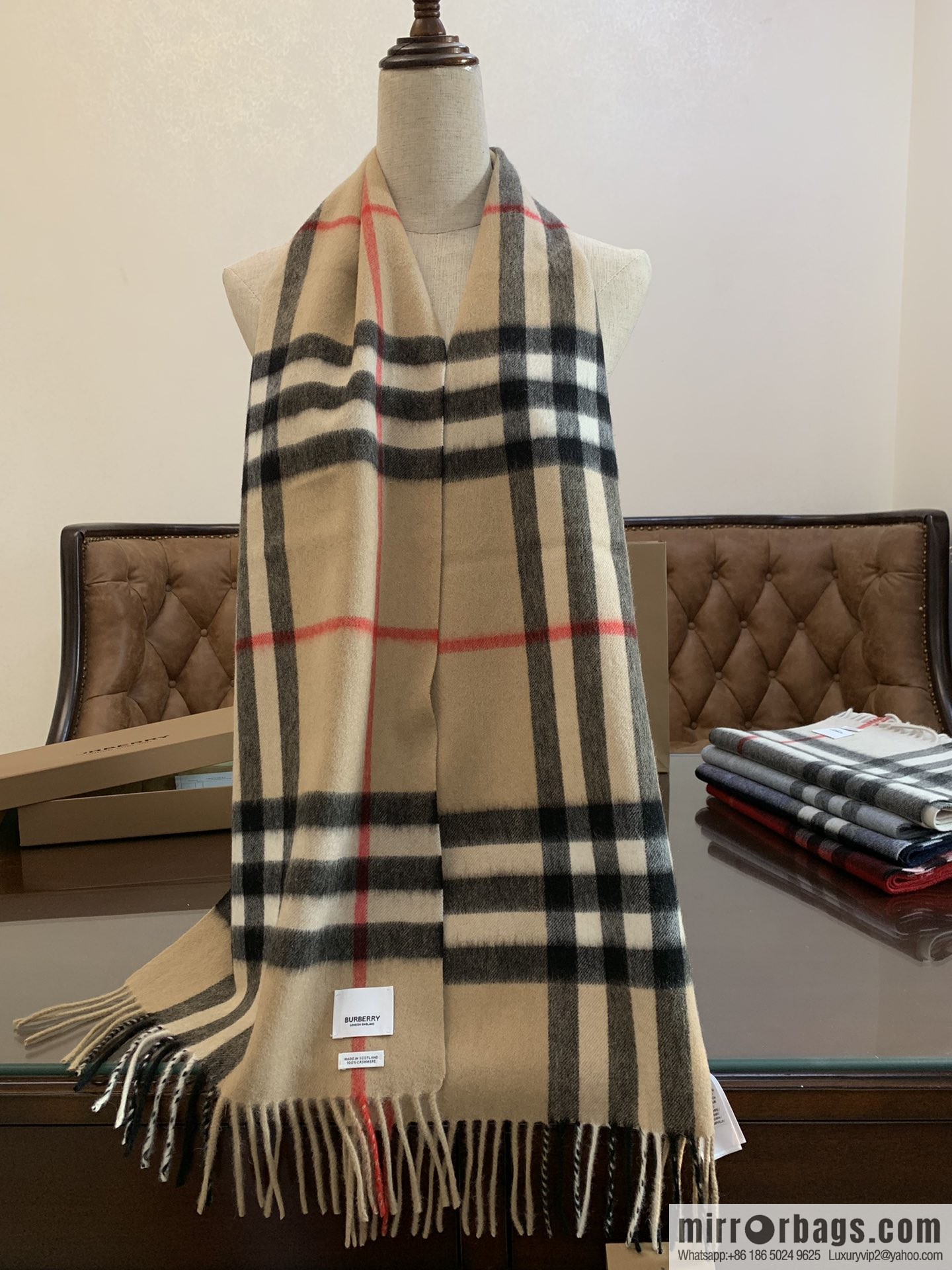 Burberry Classic Plaid 100% Cashmere Scarf
