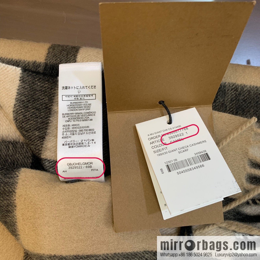 Burberry Classic Plaid 100% Cashmere Scarf