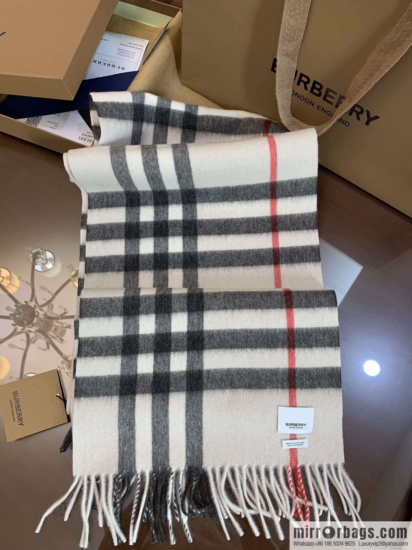 Burberry Classic Plaid 100% Cashmere Scarf