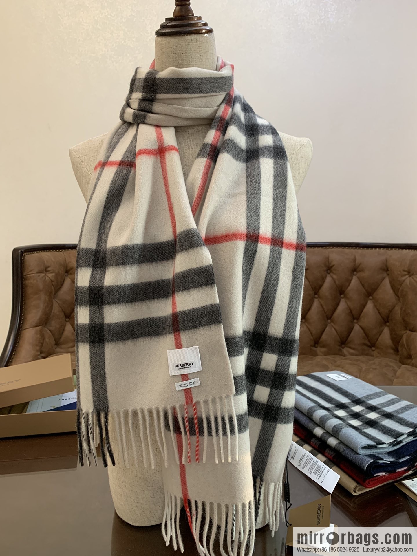 Burberry Classic Plaid 100% Cashmere Scarf