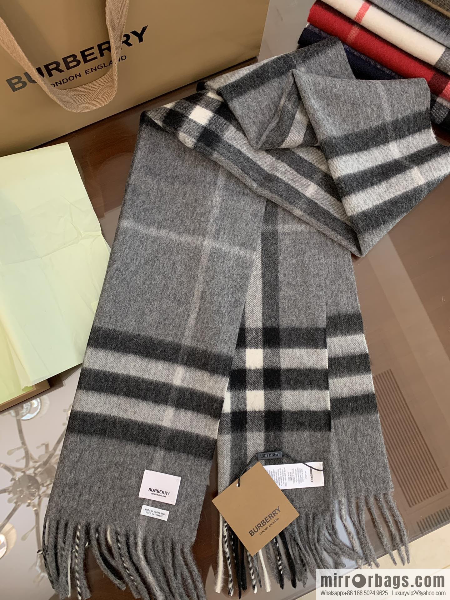 Burberry Classic Plaid 100% Cashmere Scarf
