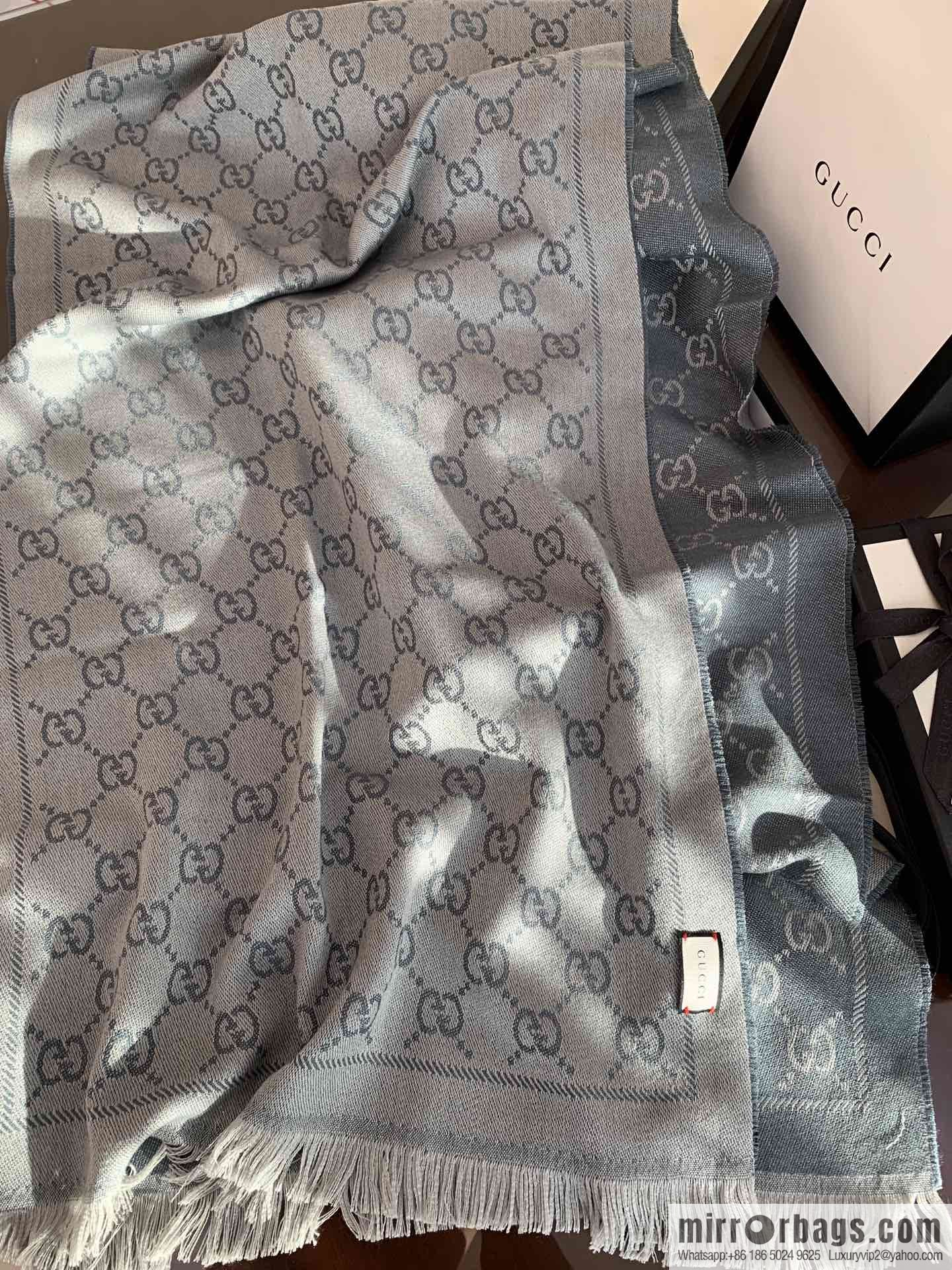 GUCCI Gucci GG jacquard fringed double-sided jacquard wool scarf