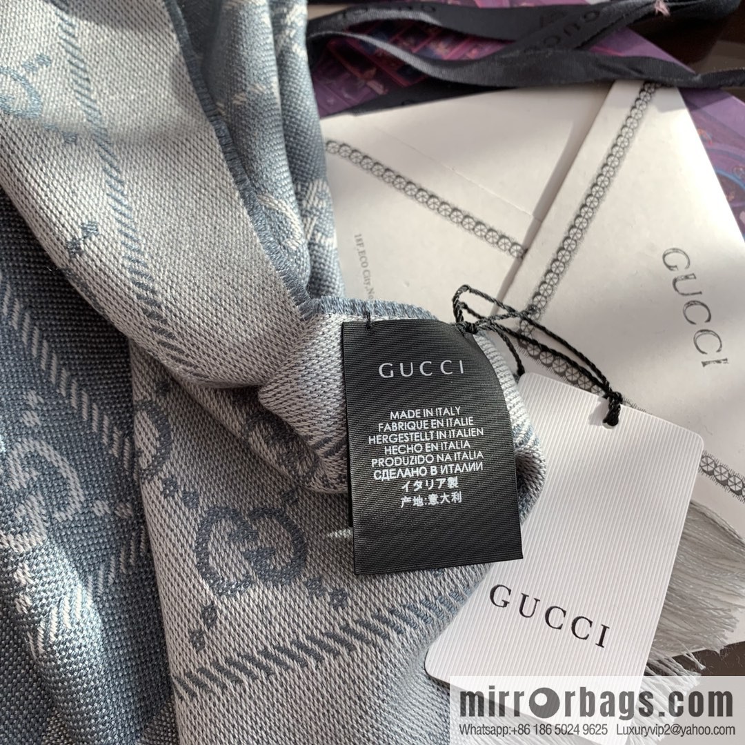 GUCCI Gucci GG jacquard fringed double-sided jacquard wool scarf
