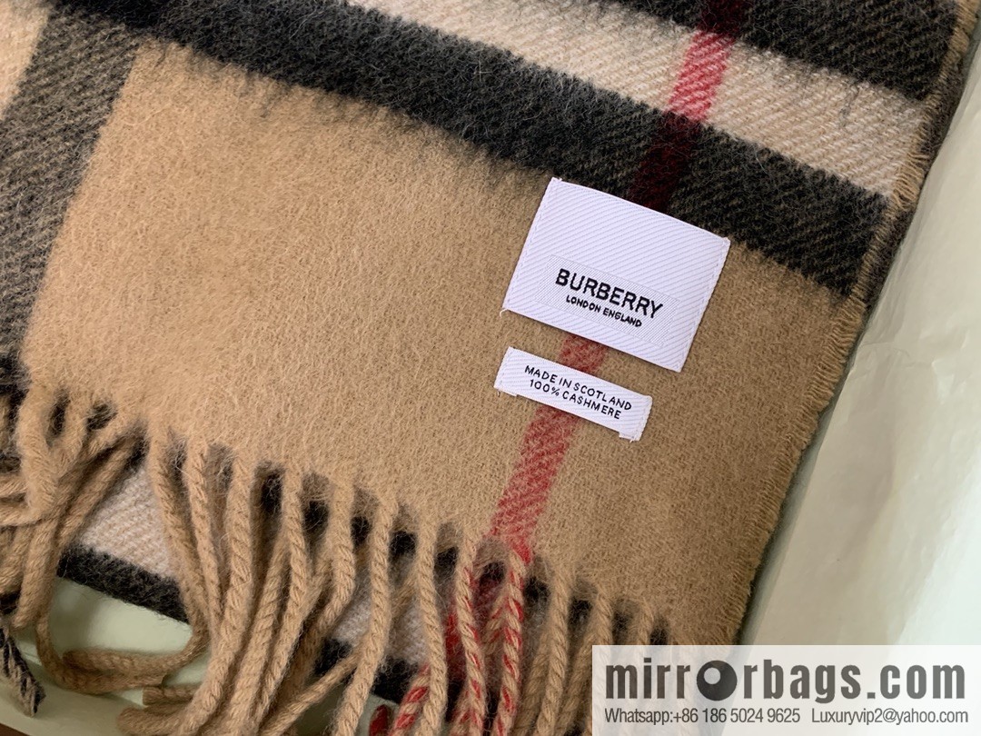 Burberry Double-Sided Letter Logo Checked Cashmere Scarf