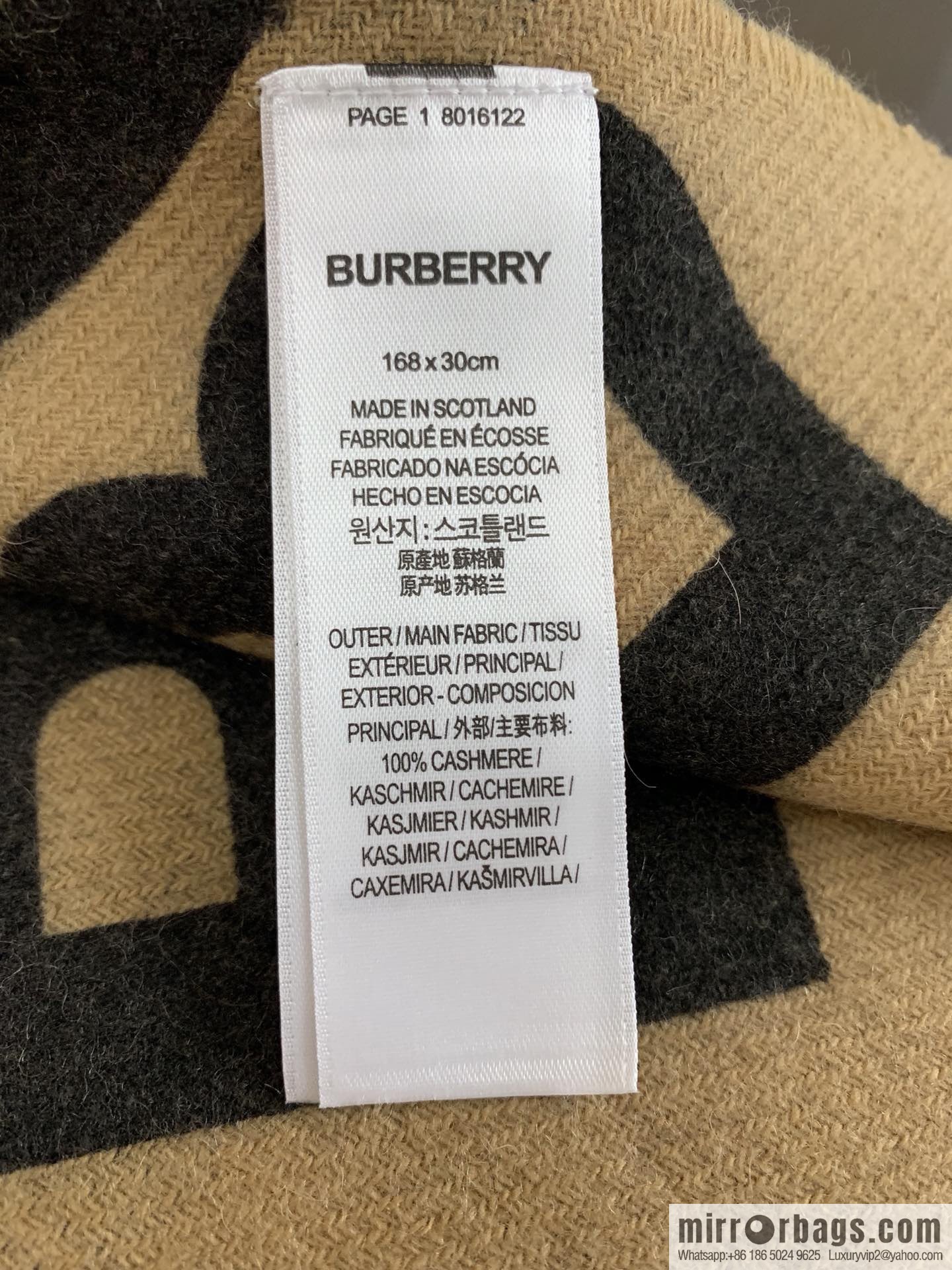 Burberry Double-Sided Letter Logo Checked Cashmere Scarf