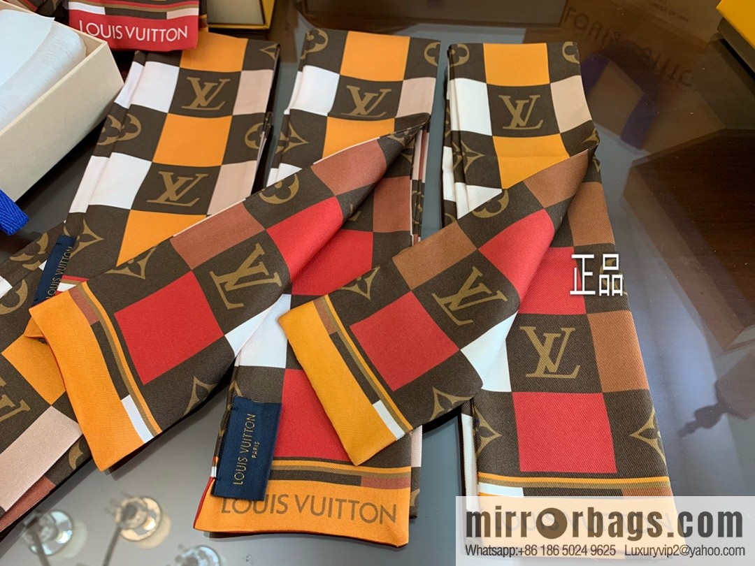 LV Louis Vuitton MONOGRAM CHECK BANDEAU New Twilly Ribbon M68647