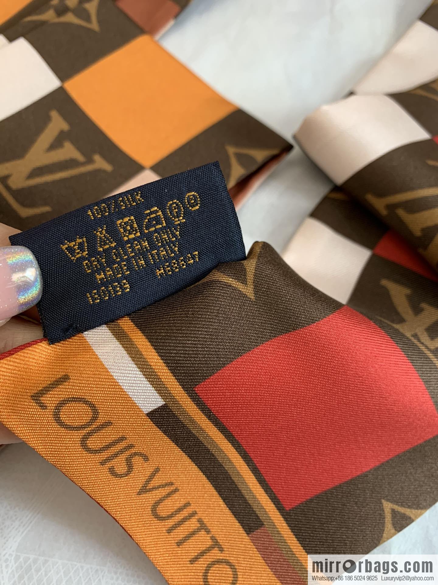 LV Louis Vuitton MONOGRAM CHECK BANDEAU New Twilly Ribbon M68647