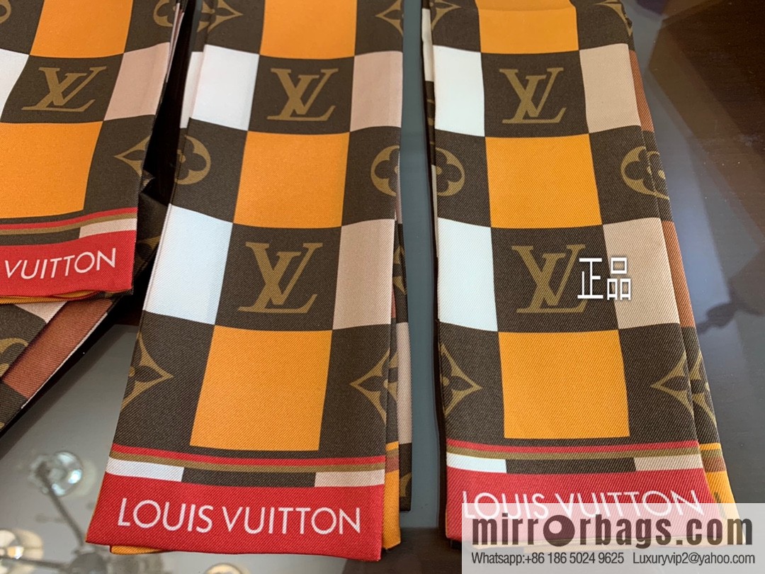 LV Louis Vuitton MONOGRAM CHECK BANDEAU New Twilly Ribbon M68647
