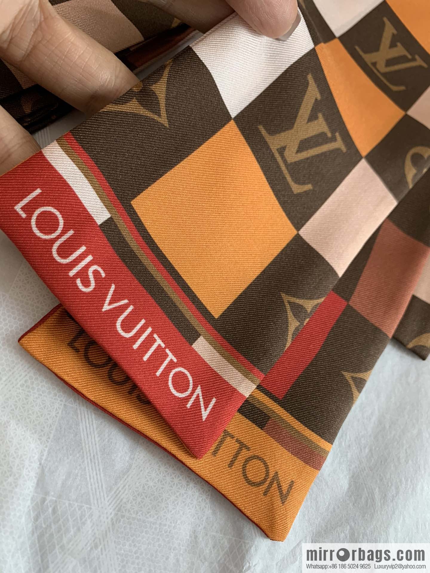 LV Louis Vuitton MONOGRAM CHECK BANDEAU New Twilly Ribbon M68647