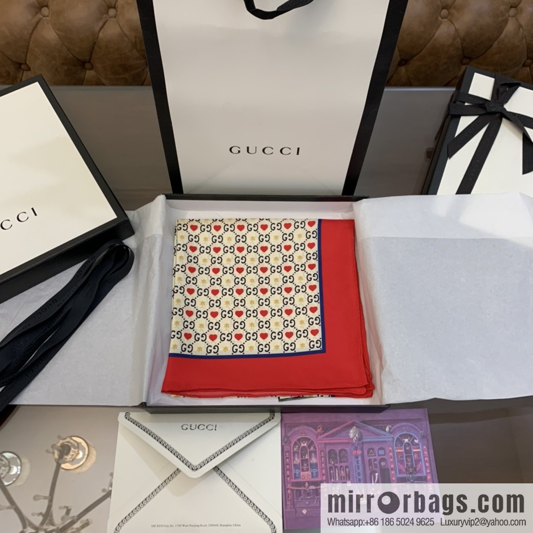 GUCCI Gucci Double G Letter Interwoven Pattern 100% Silk Scarf