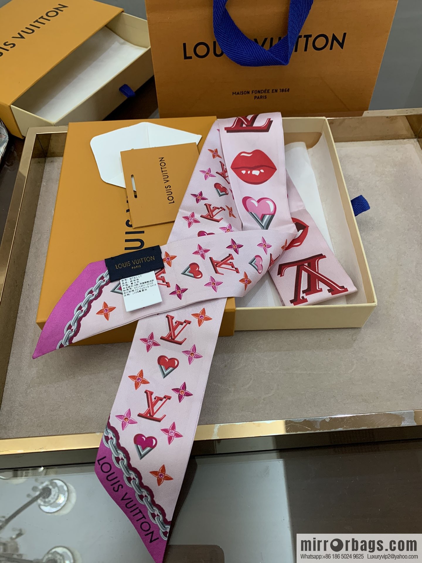 LV Louis Vuitton 100% Silk Lucky Monogram BB Hair Band M76117