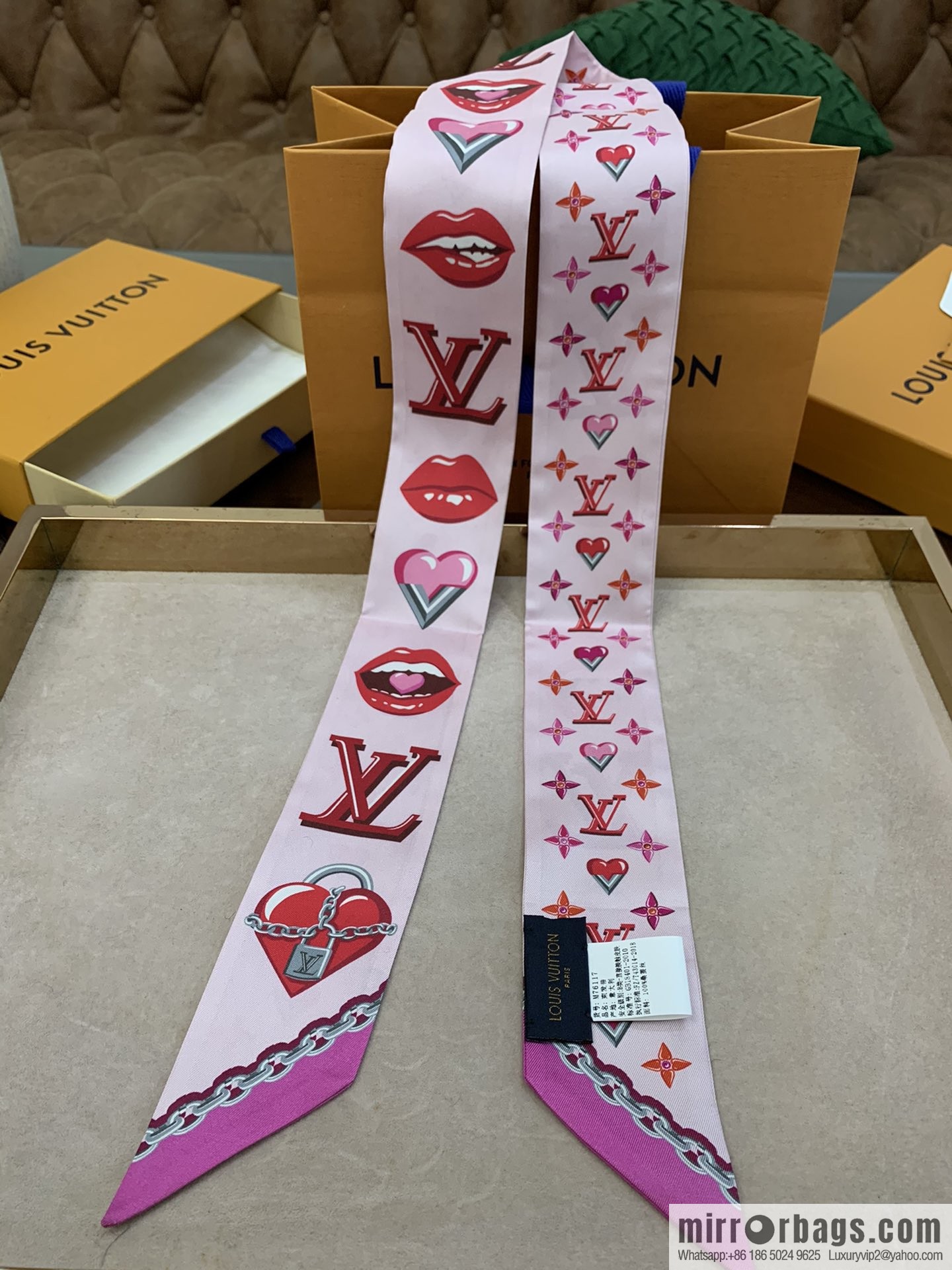 LV Louis Vuitton 100% Silk Lucky Monogram BB Hair Band M76117