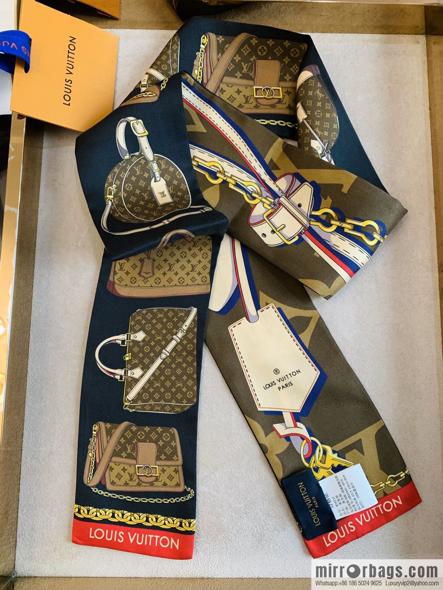 LV Louis Vuitton Chapeau, Dauphine Handbag Pattern Tribute To Long Silk Scarf m76235