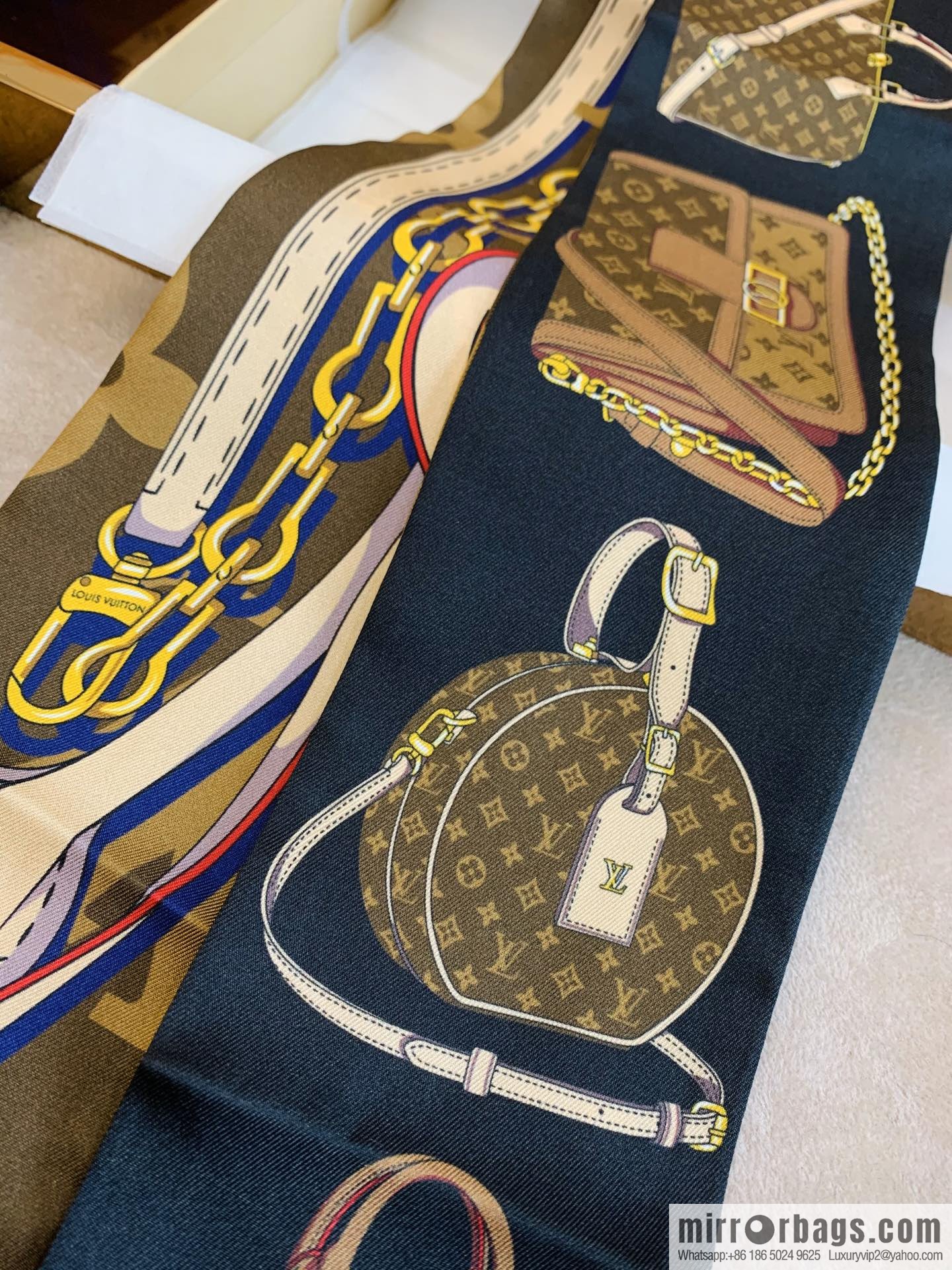 LV Louis Vuitton Chapeau, Dauphine Handbag Pattern Tribute To Long Silk Scarf m76235
