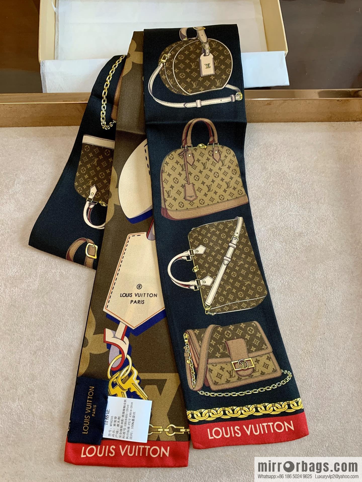 LV Louis Vuitton Chapeau, Dauphine Handbag Pattern Tribute To Long Silk Scarf m76235