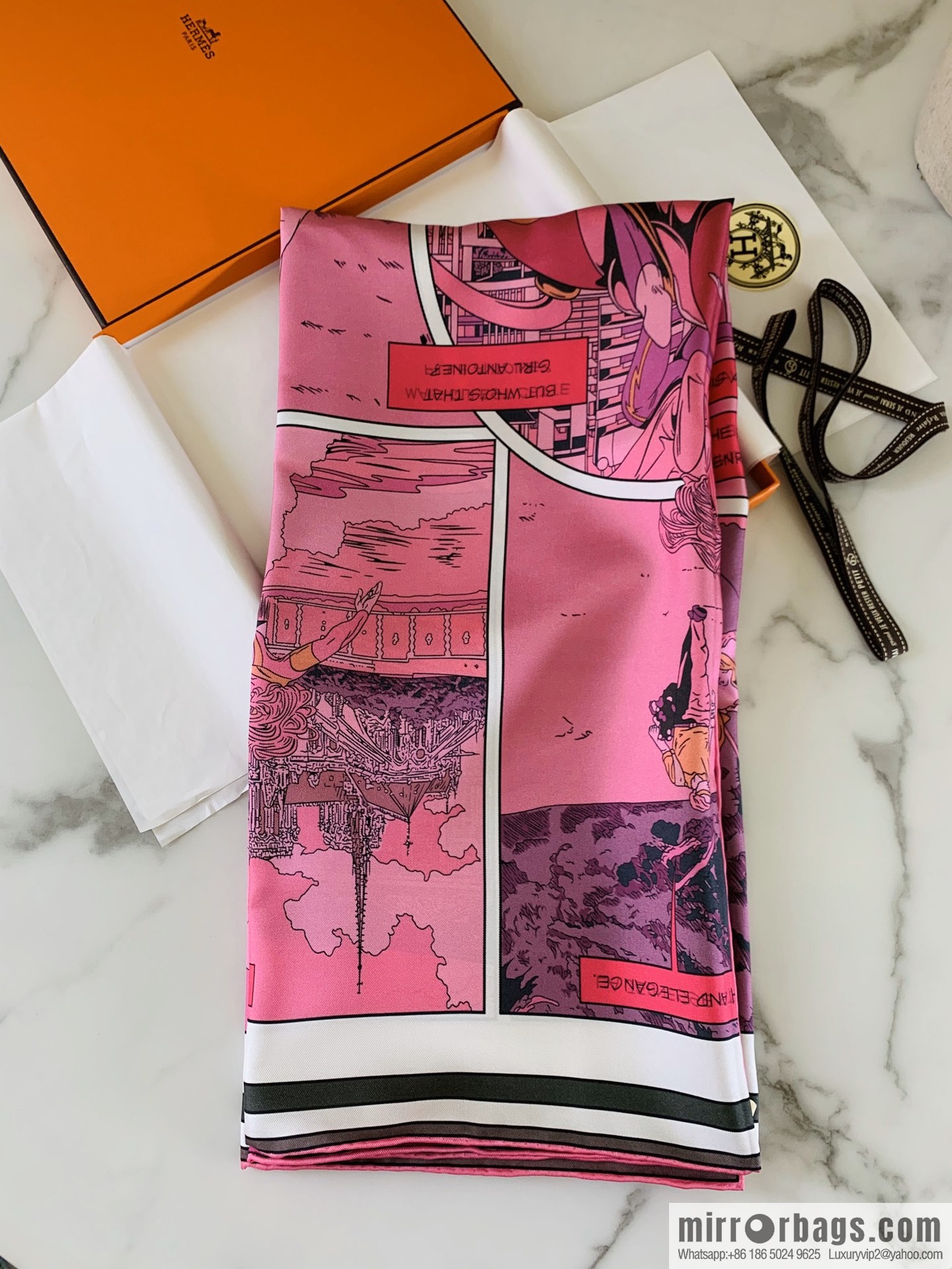 Hermes Humorous Color Fun Comic 100% Silk Scarf