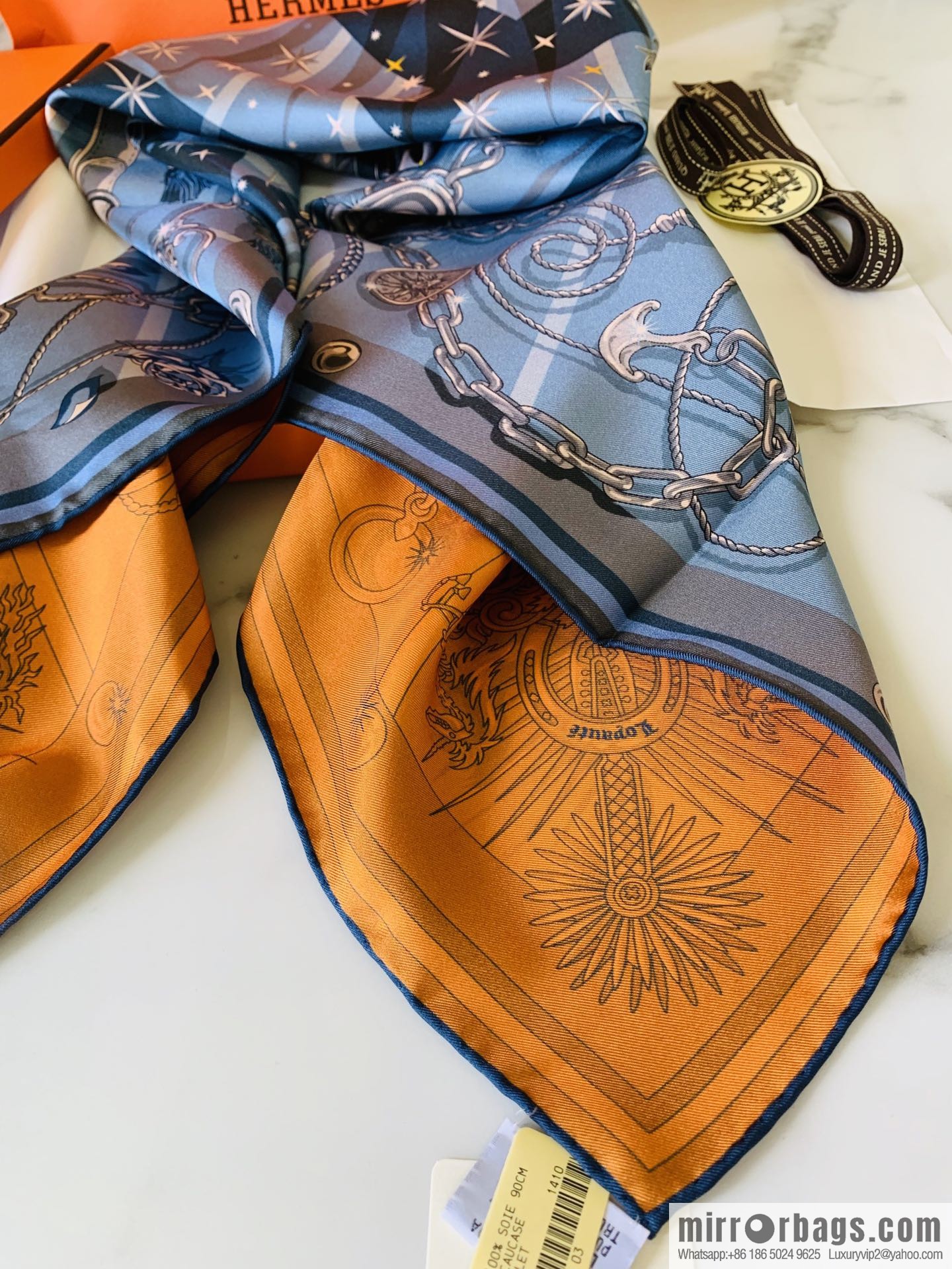 Hermes Hermes Skull Knight c'est la fete Double Sided Silk Scarf