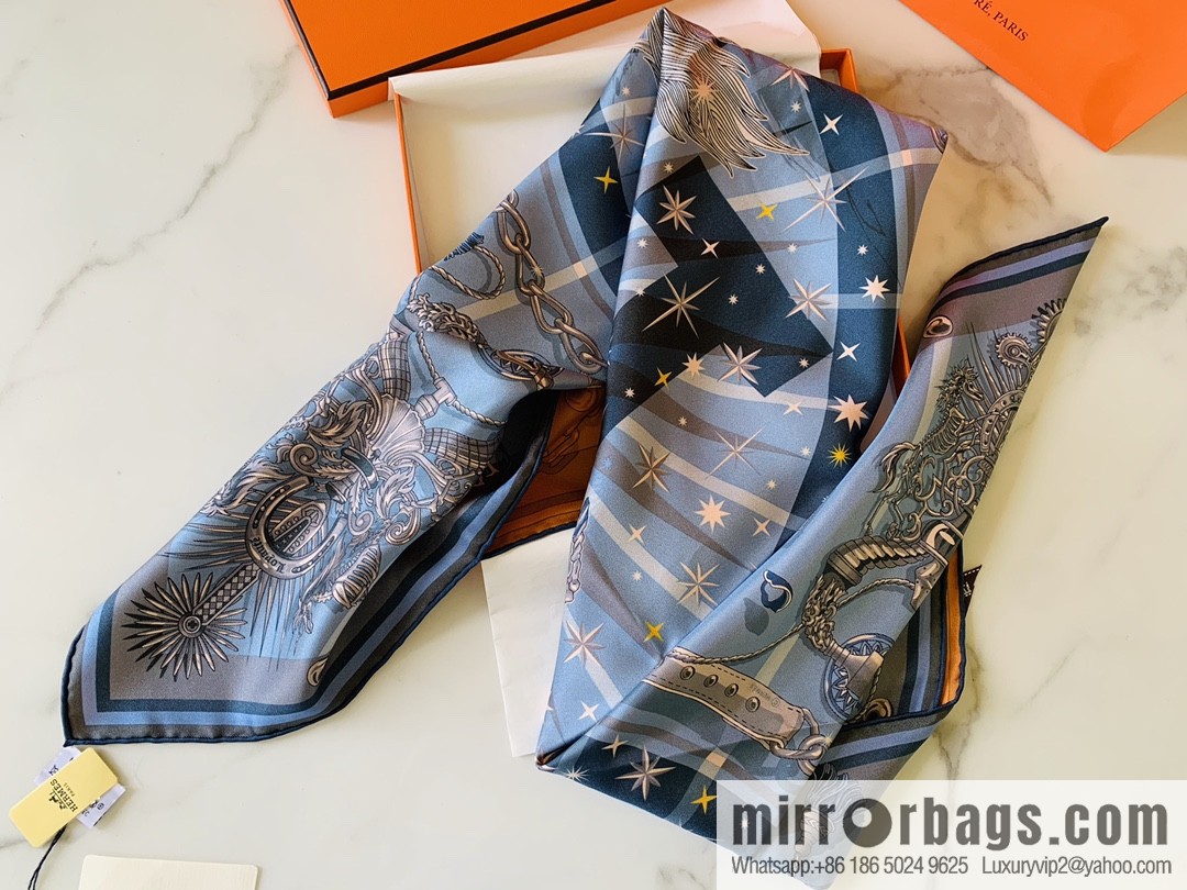 Hermes Hermes Skull Knight c'est la fete Double Sided Silk Scarf