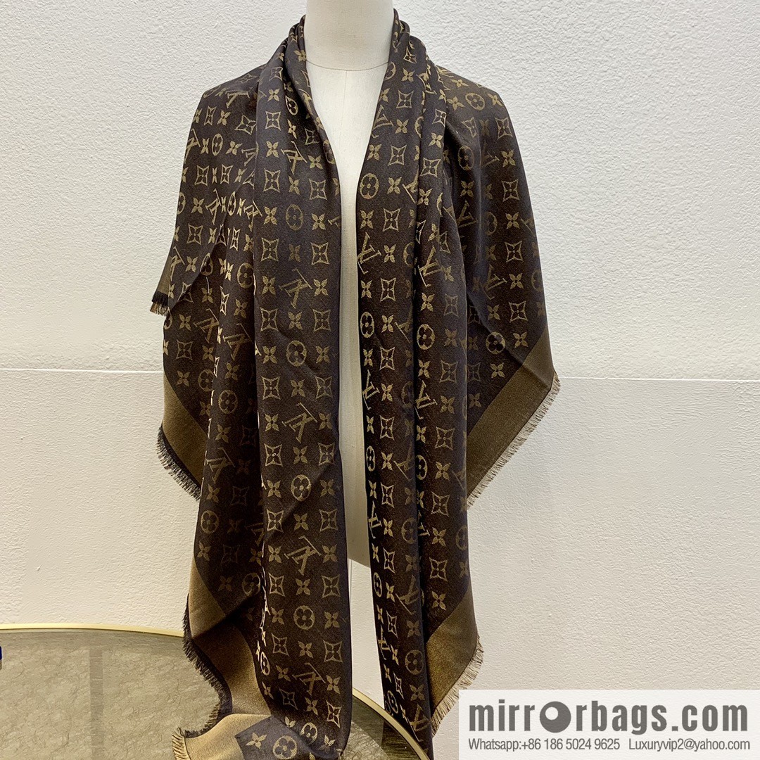 LV Louis Vuitton Shine Monogram Dyed Yarn Wire Blended Shawl M75122 M70805 M75120 M75121 M75123