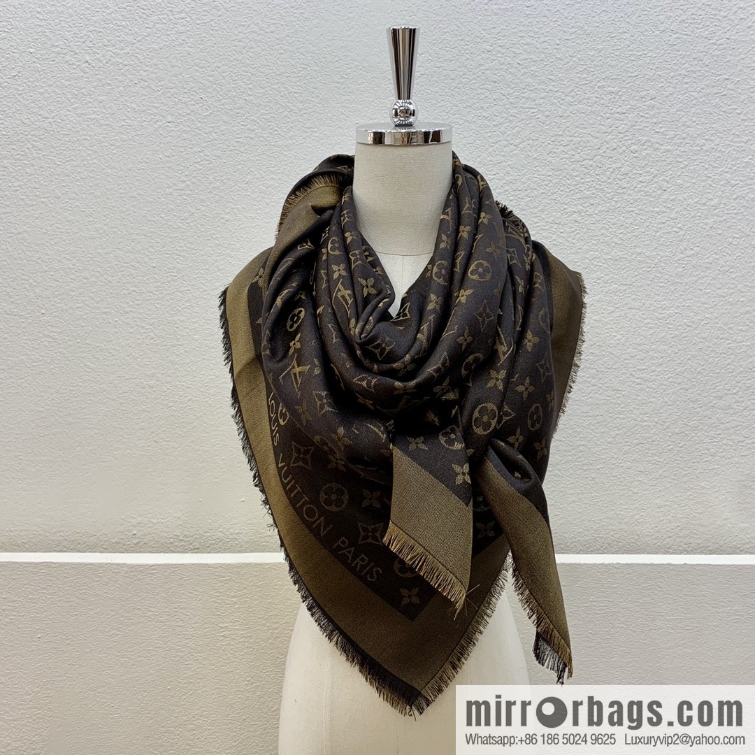 LV Louis Vuitton Shine Monogram Dyed Yarn Wire Blended Shawl M75122 M70805 M75120 M75121 M75123