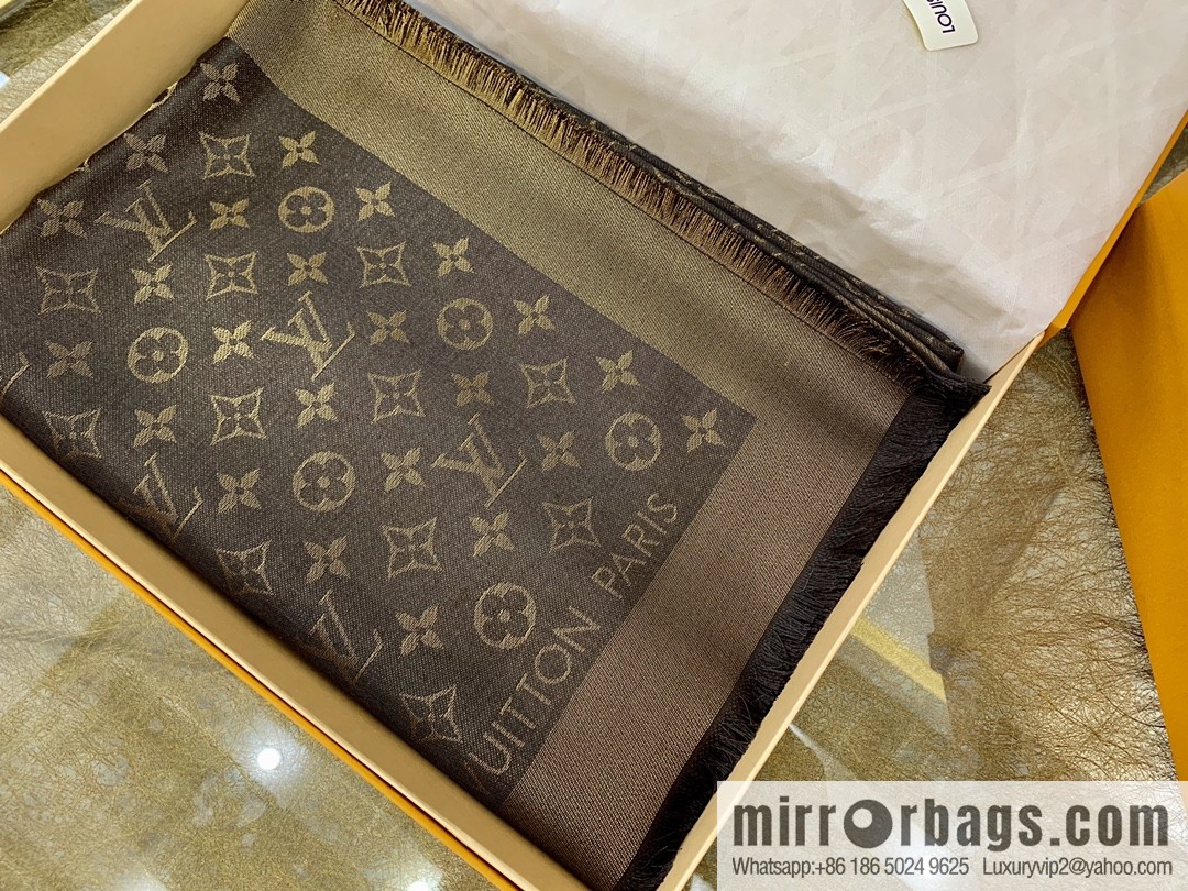LV Louis Vuitton Shine Monogram Dyed Yarn Wire Blended Shawl M75122 M70805 M75120 M75121 M75123