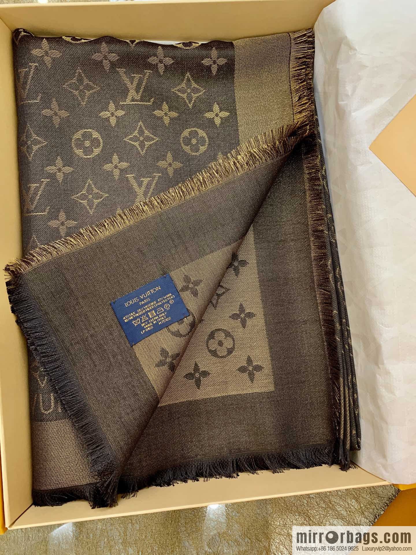 LV Louis Vuitton Shine Monogram Dyed Yarn Wire Blended Shawl M75122 M70805 M75120 M75121 M75123