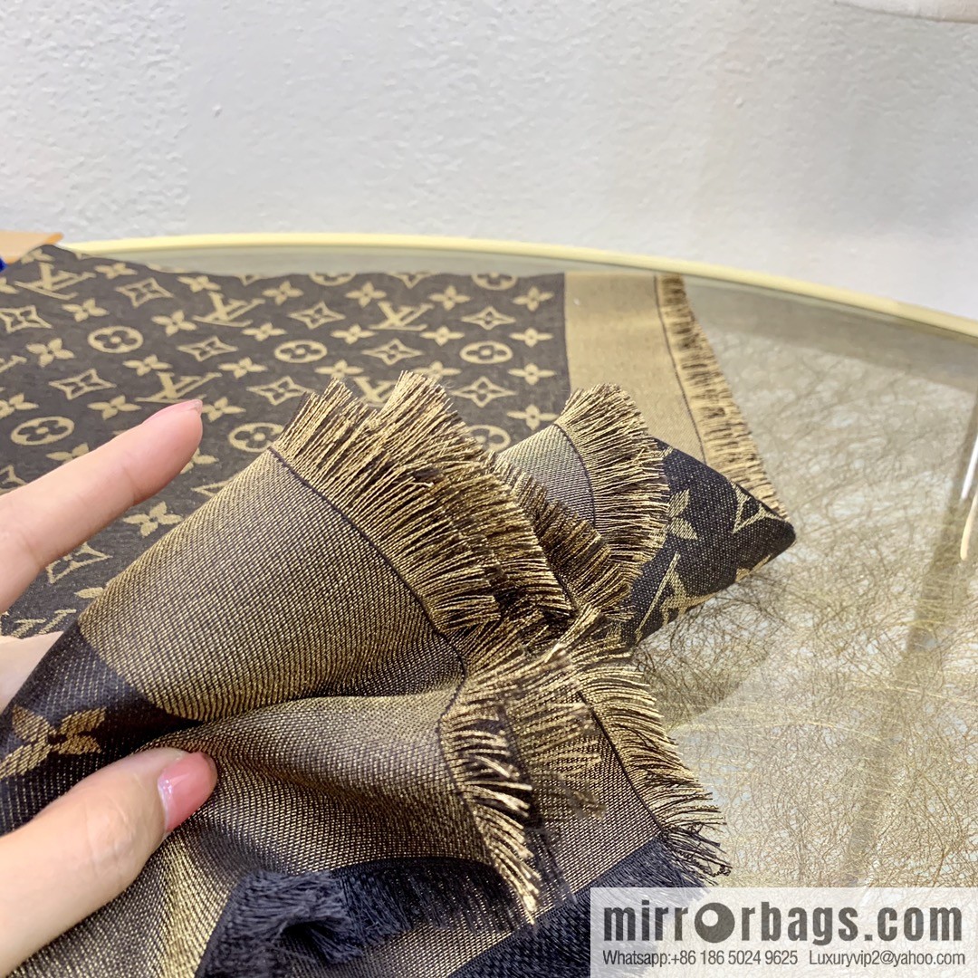 LV Louis Vuitton Shine Monogram Dyed Yarn Wire Blended Shawl M75122 M70805 M75120 M75121 M75123