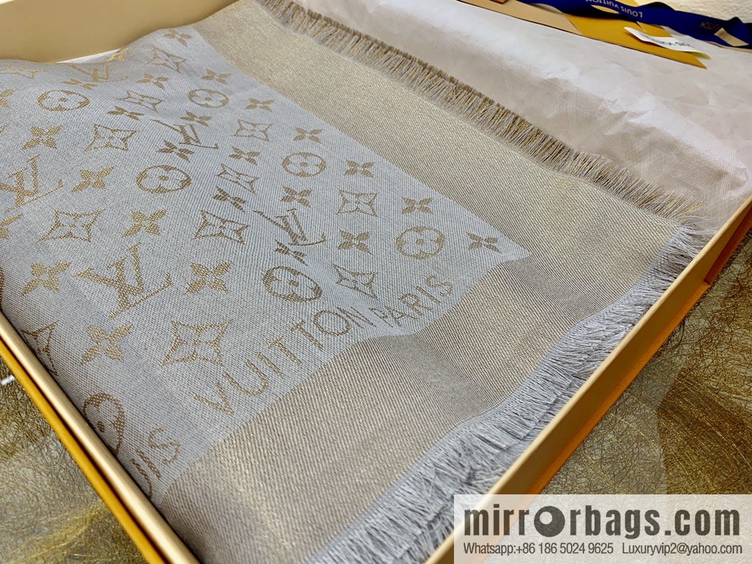 LV Louis Vuitton Shine Monogram Dyed Yarn Wire Blended Shawl M75122 M70805 M75120 M75121 M75123