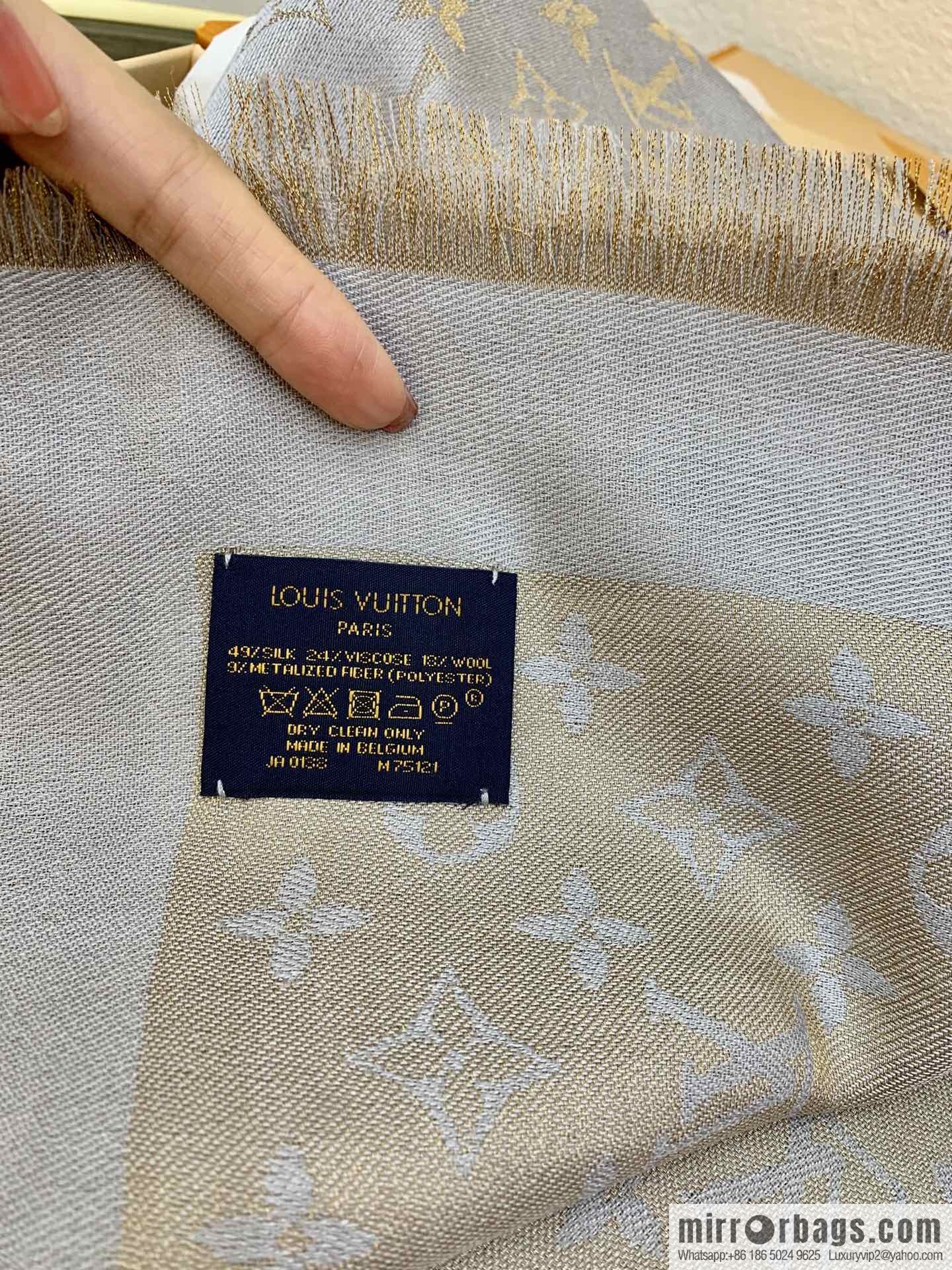 LV Louis Vuitton Shine Monogram Dyed Yarn Wire Blended Shawl M75122 M70805 M75120 M75121 M75123