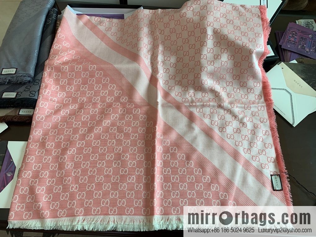 GUCCI Gucci letter pattern 100% silk wool scarf