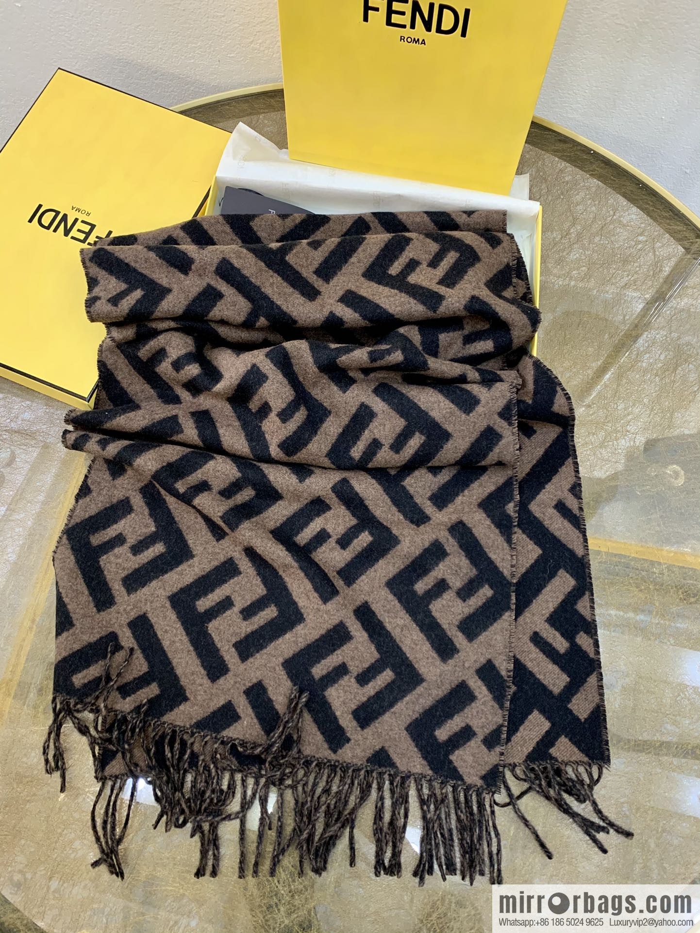 FENDI Fendi FF Vintage Style 100% Cashmere Scarf