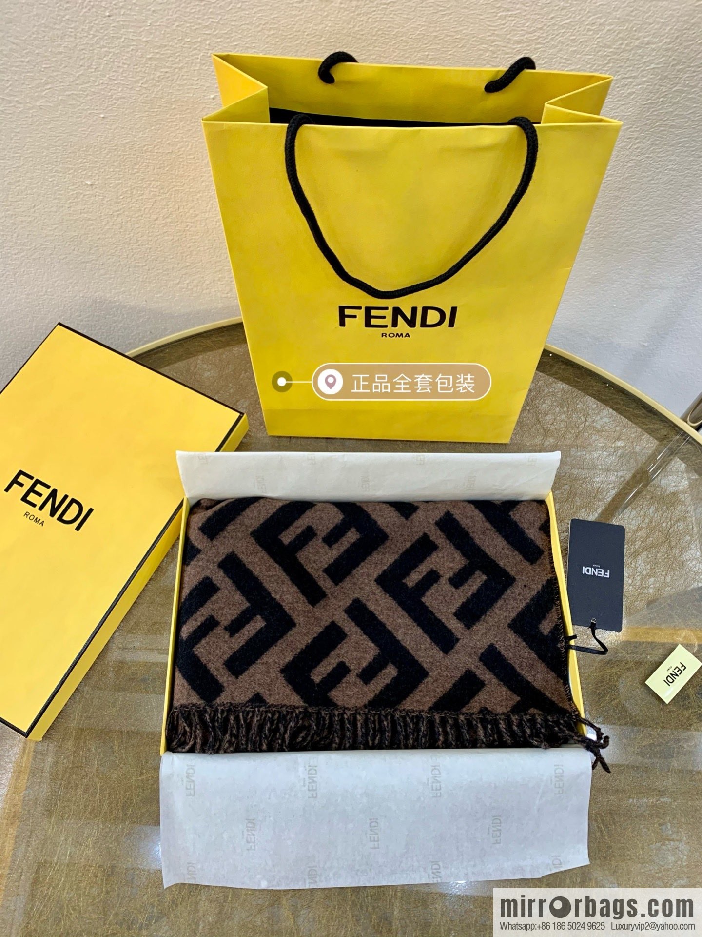 FENDI Fendi FF Vintage Style 100% Cashmere Scarf