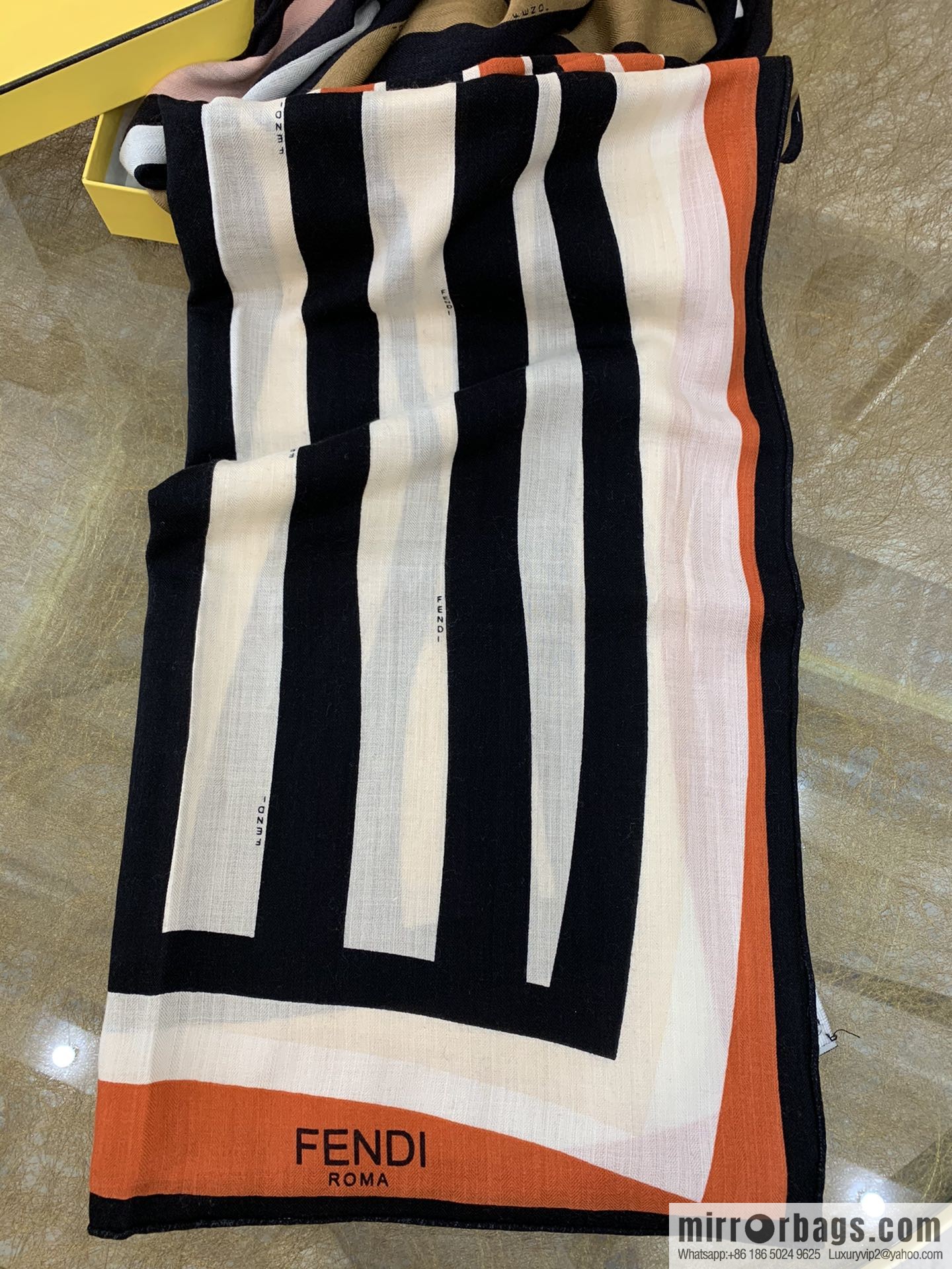 FENDI Fendi top herringbone silk cashmere square scarf