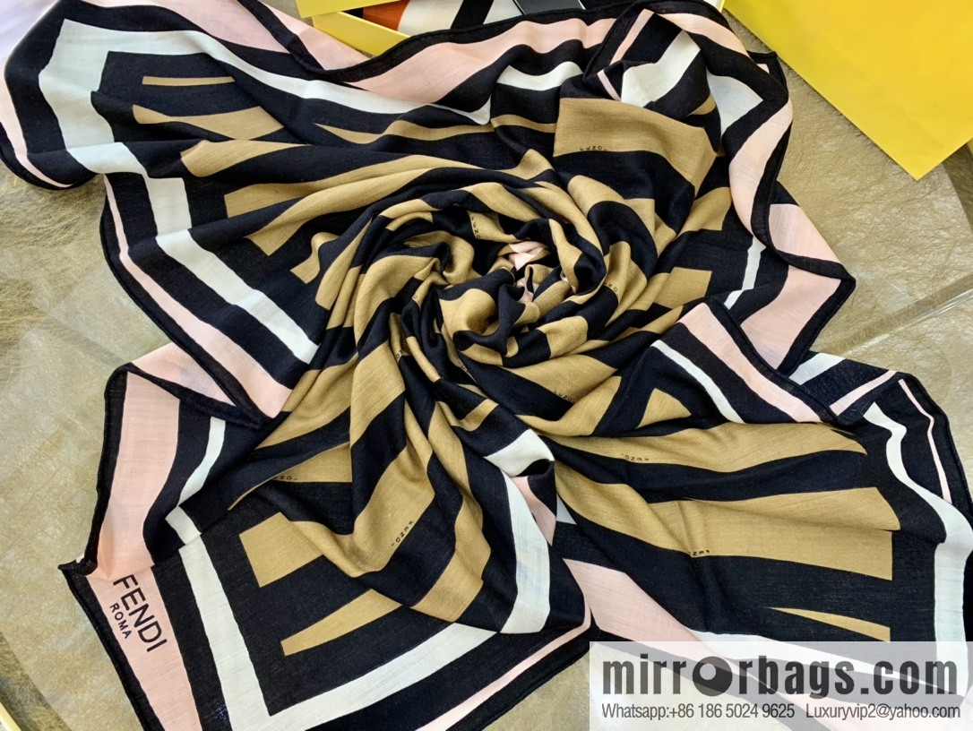 FENDI Fendi top herringbone silk cashmere square scarf