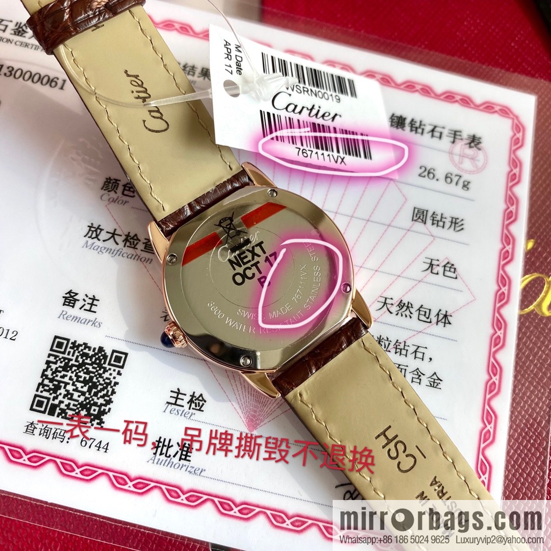 Spot Ronde de cartier (Cartier London) top version ring inlaid with 54 vs1.2 real diamonds imported American crocodile leather