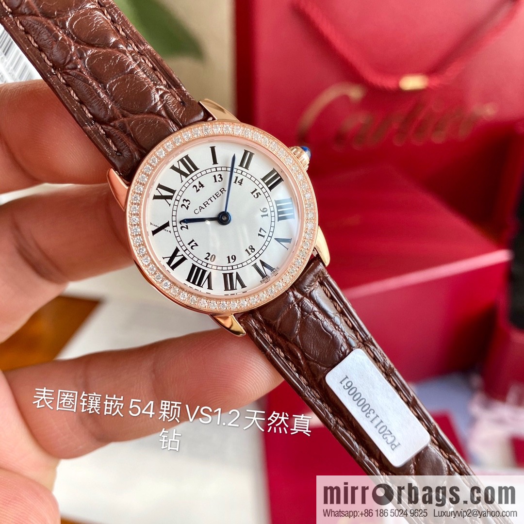 Spot Ronde de cartier (Cartier London) top version ring inlaid with 54 vs1.2 real diamonds imported American crocodile leather